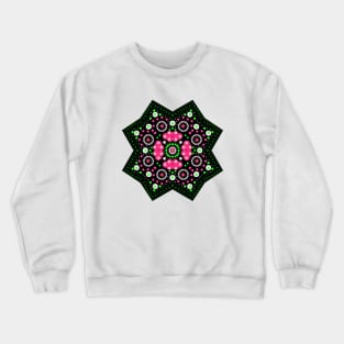 Eight-Pointed Mandala Green-Pink-White Crewneck Sweatshirt